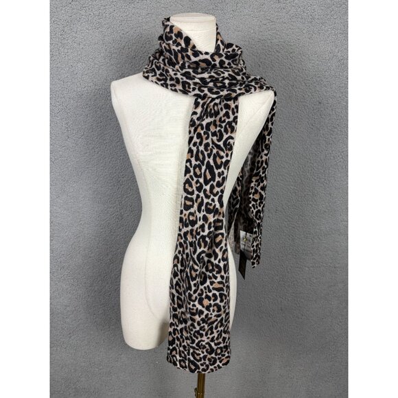 Charter Club Women's 100% Cashmere Leopard Print Luxury Soft Scarf One Size NWTs - Picture 2 of 7